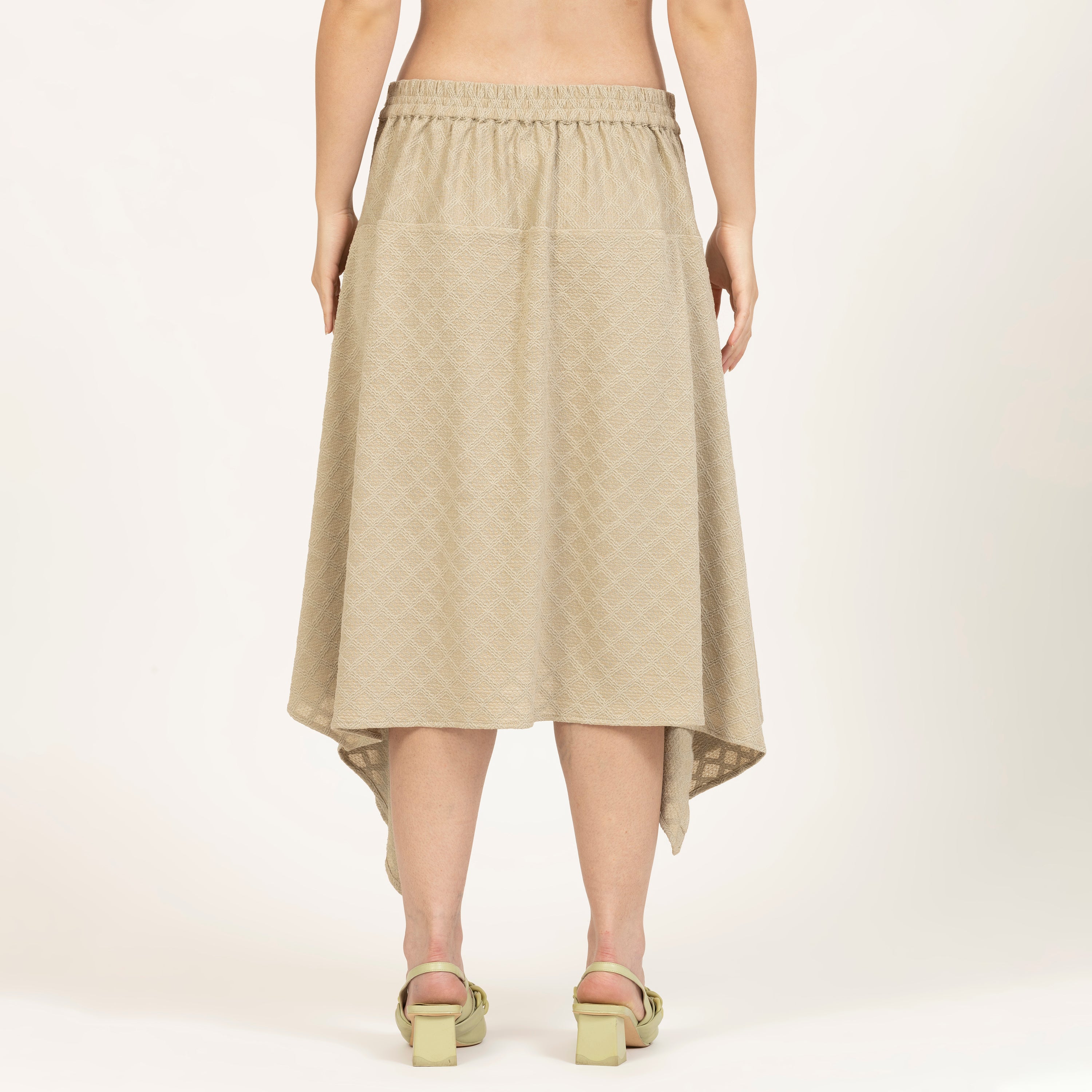 Beige Diamond Textured Skirt