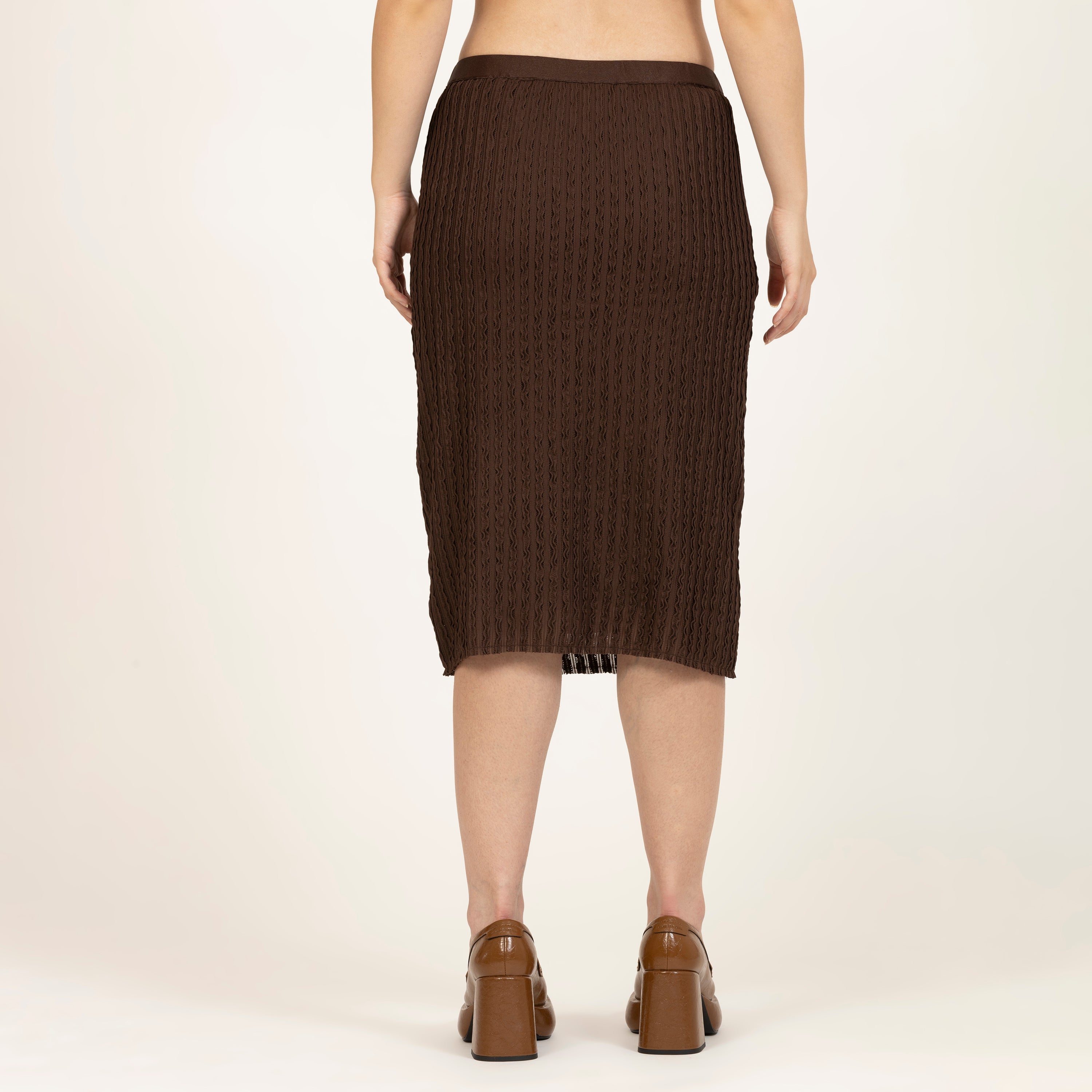 Brown Lycra Textured Skirt