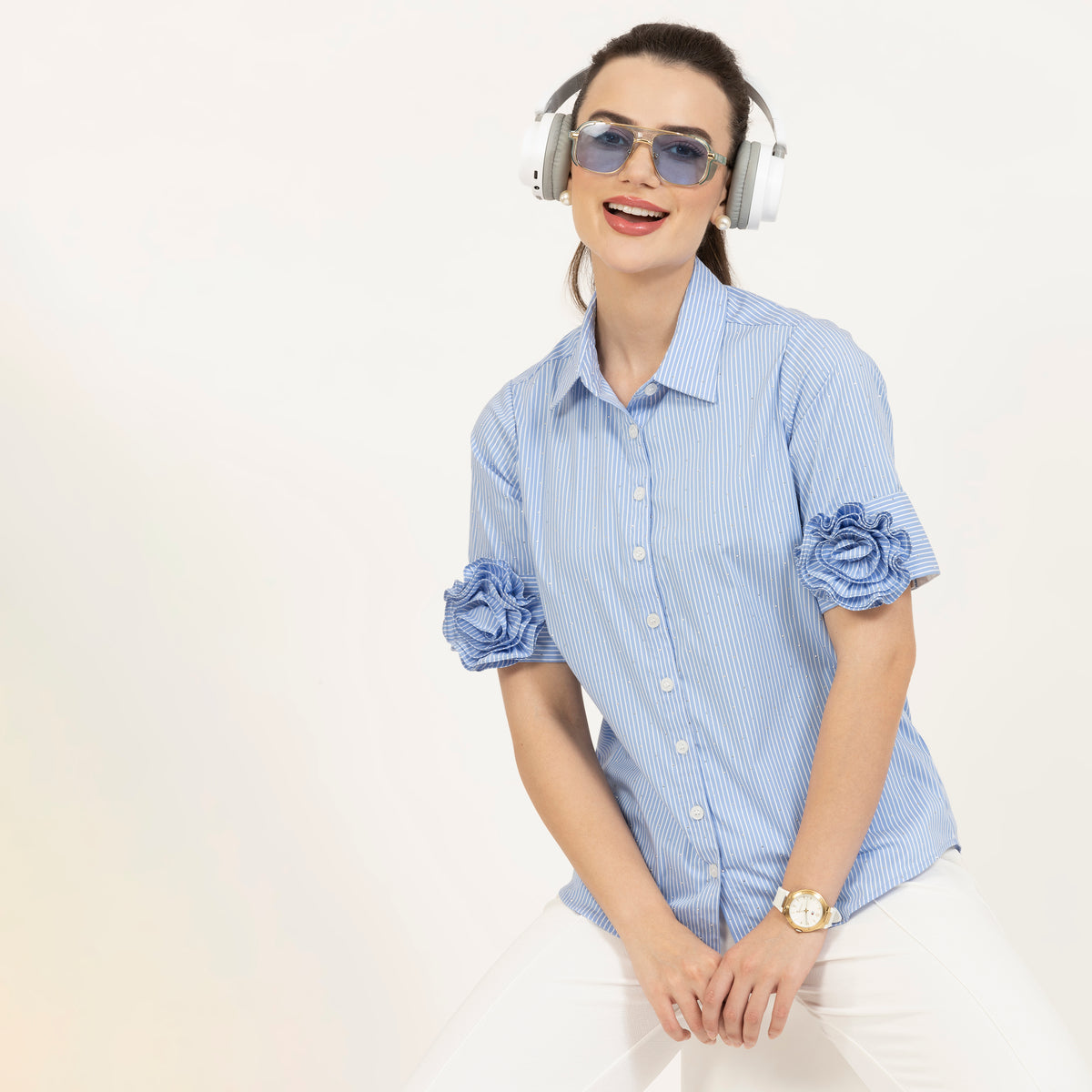Buy Women Shirt with Slim Fit Trousers