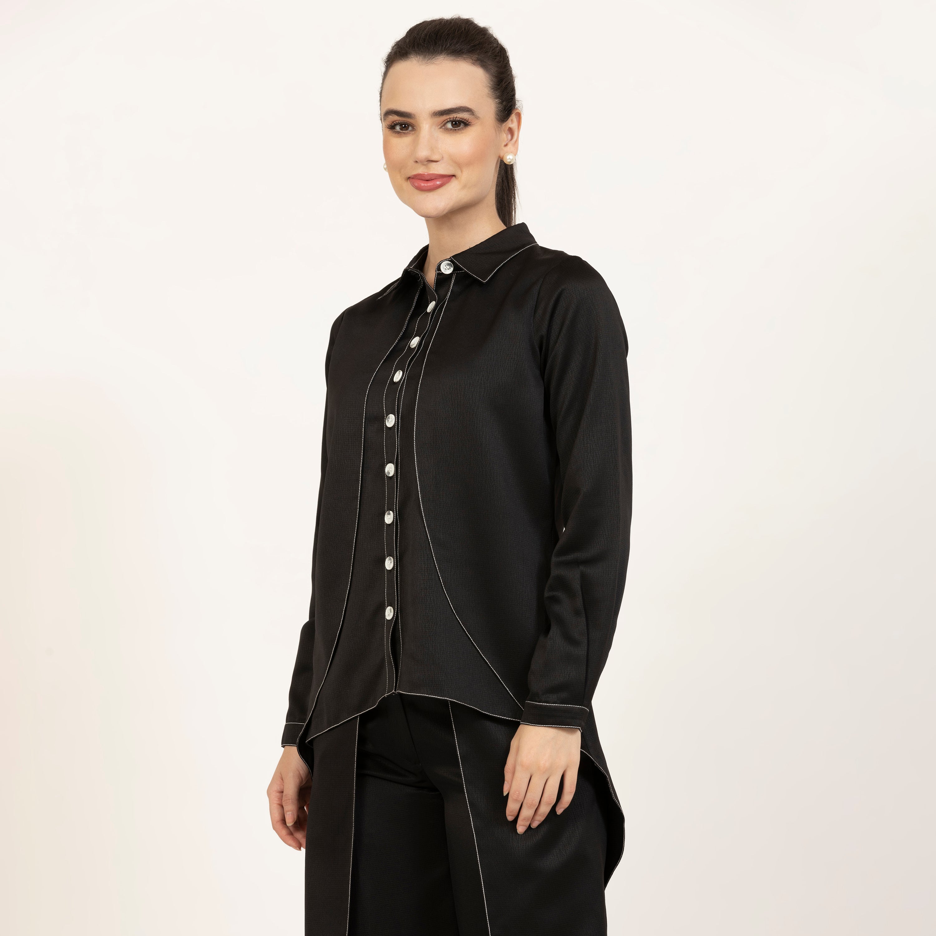 Black Texture Double Layer Top