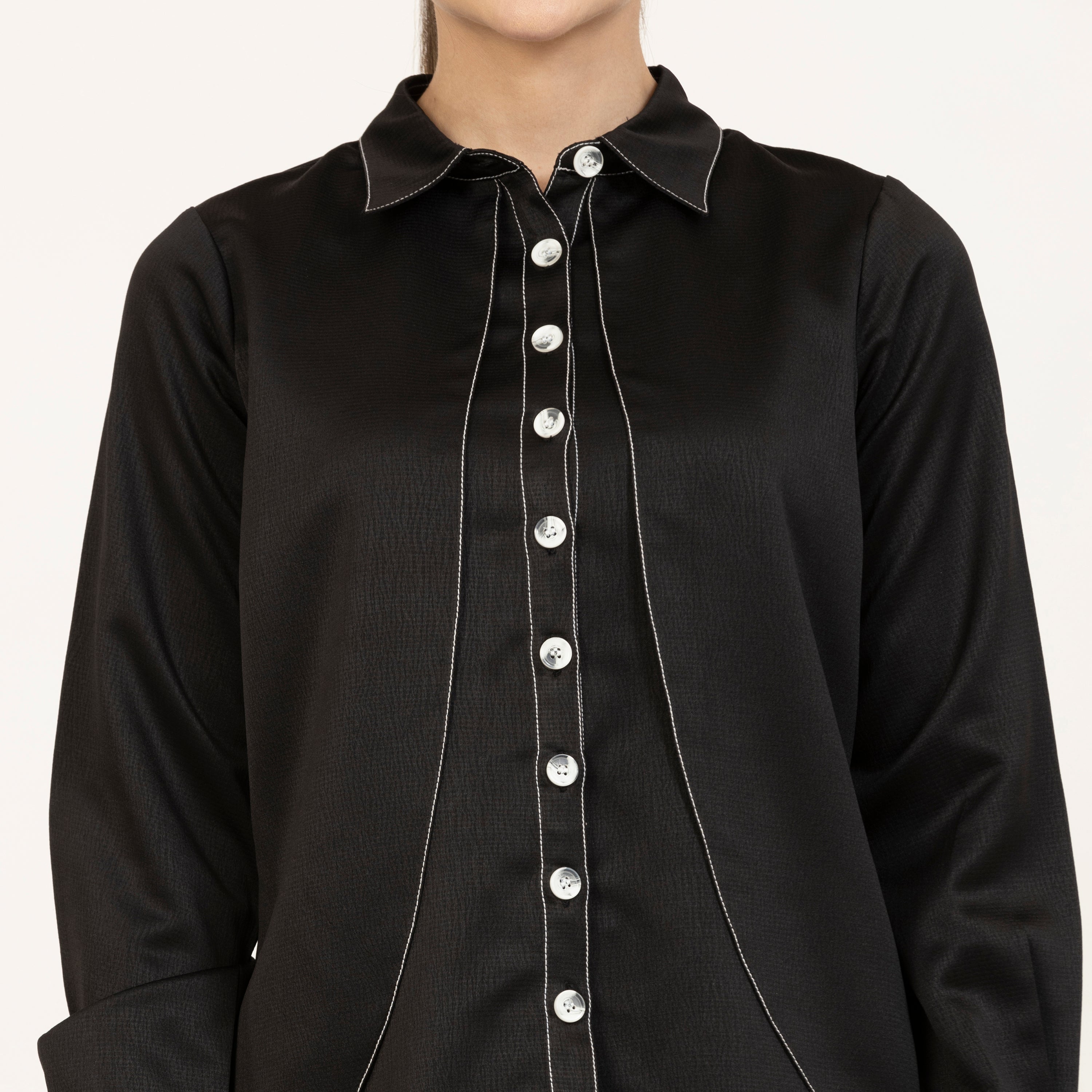 Black Texture Double Layer Top