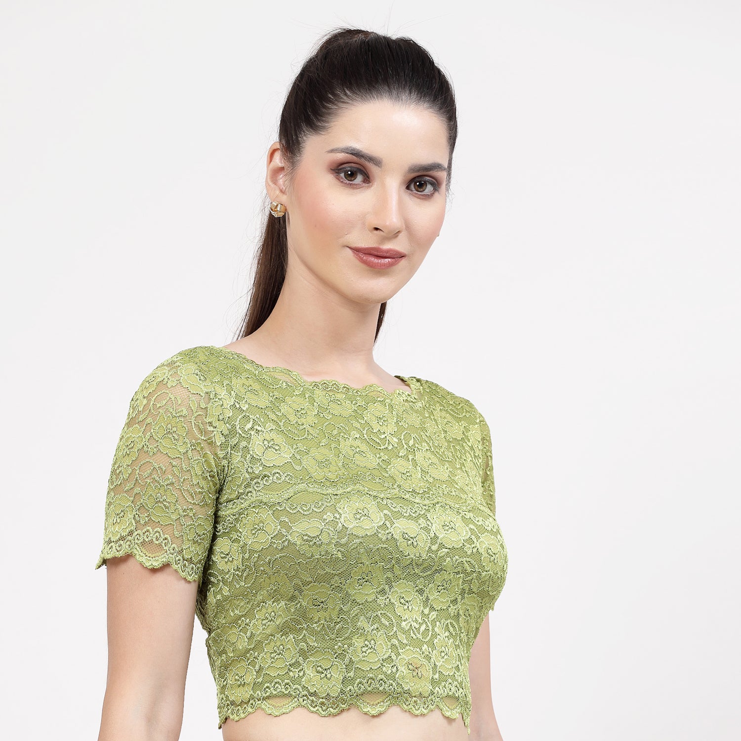 Neon Green Lace Blouse