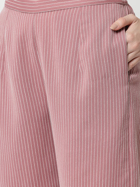 Pink Plazzo With White Lines