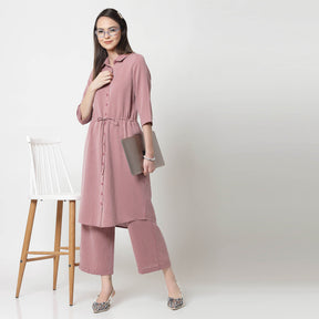 Pink Shirt Tunic With Draw Stings
