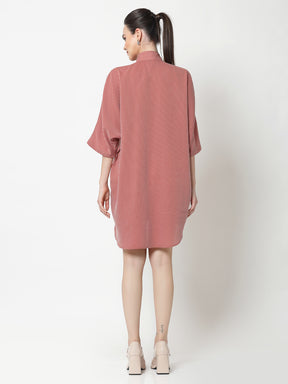 Peach Oversize Shirt With White Lines