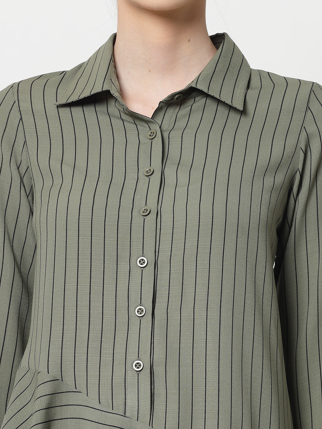 Olive Line Asymmetrical Shirt