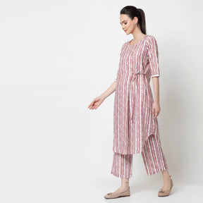 Pink Stripe Tunic With Side Tie Knot