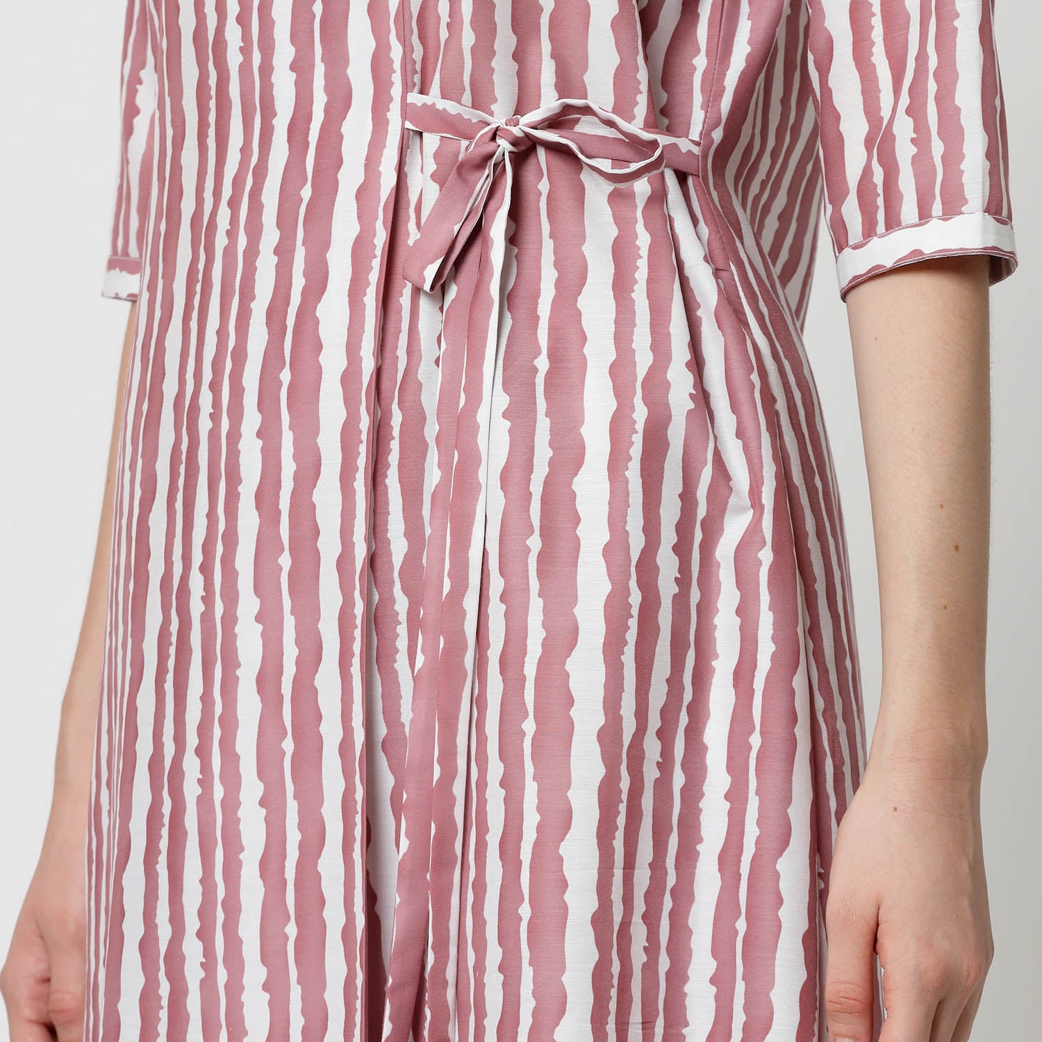 Pink Stripe Tunic With Side Tie Knot