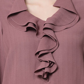 Pink Formal Top With Frill Collar