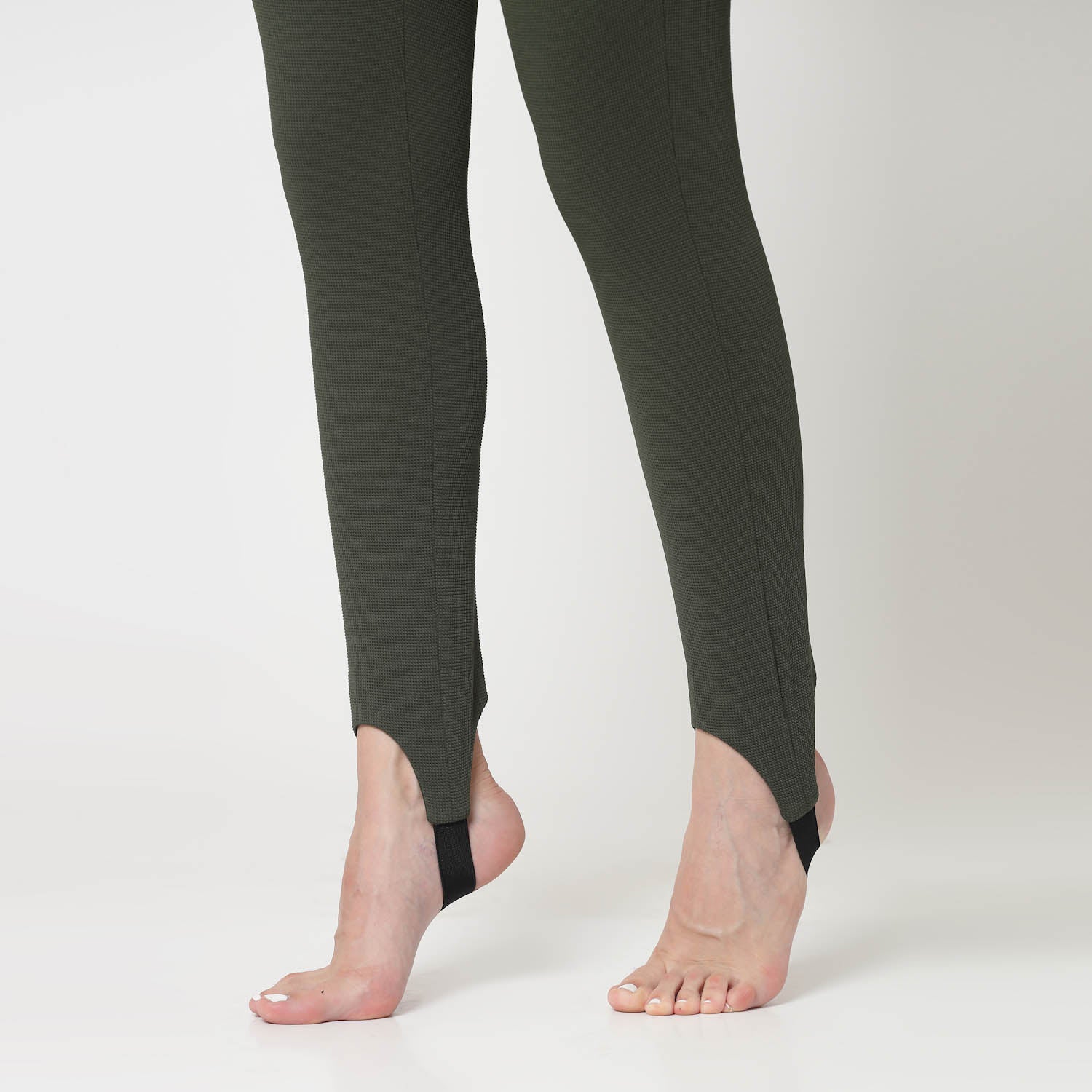 Olive Lycra Pant With Foot Straps
