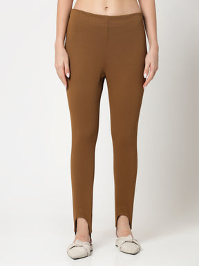Mustard Lycra Pant With Foot Straps