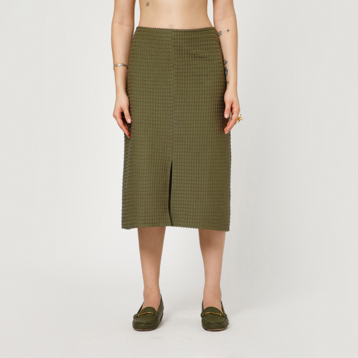 Olive Textured Skirt