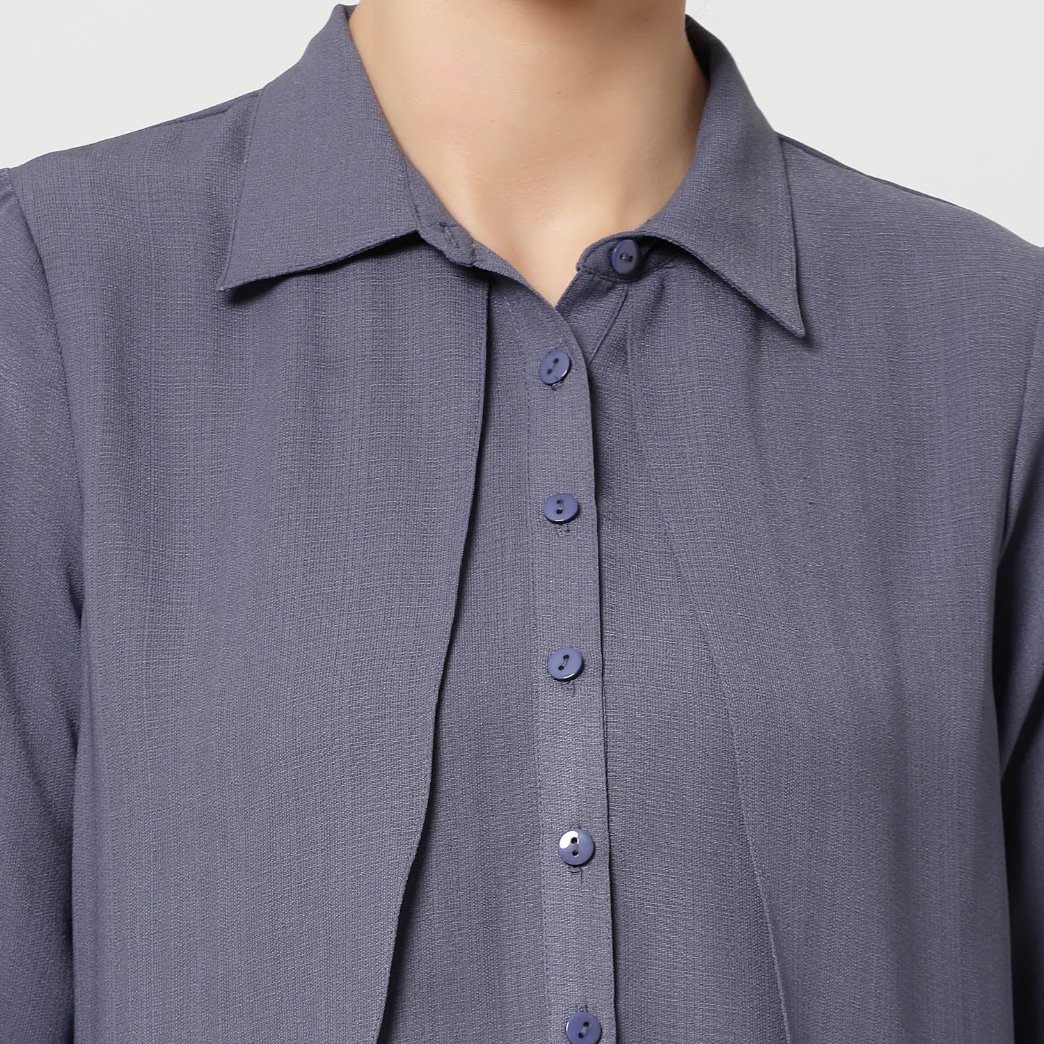 Blue Overlap Asymmetrical Top,womens formal shirts	
cotton shirts for women	
Ofiice shirts for women