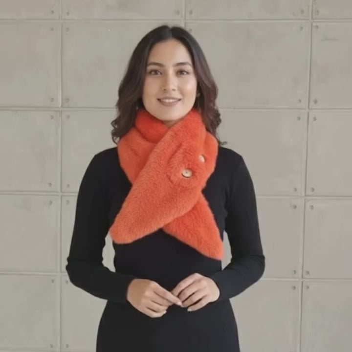Orange Fur Collar With Buttons