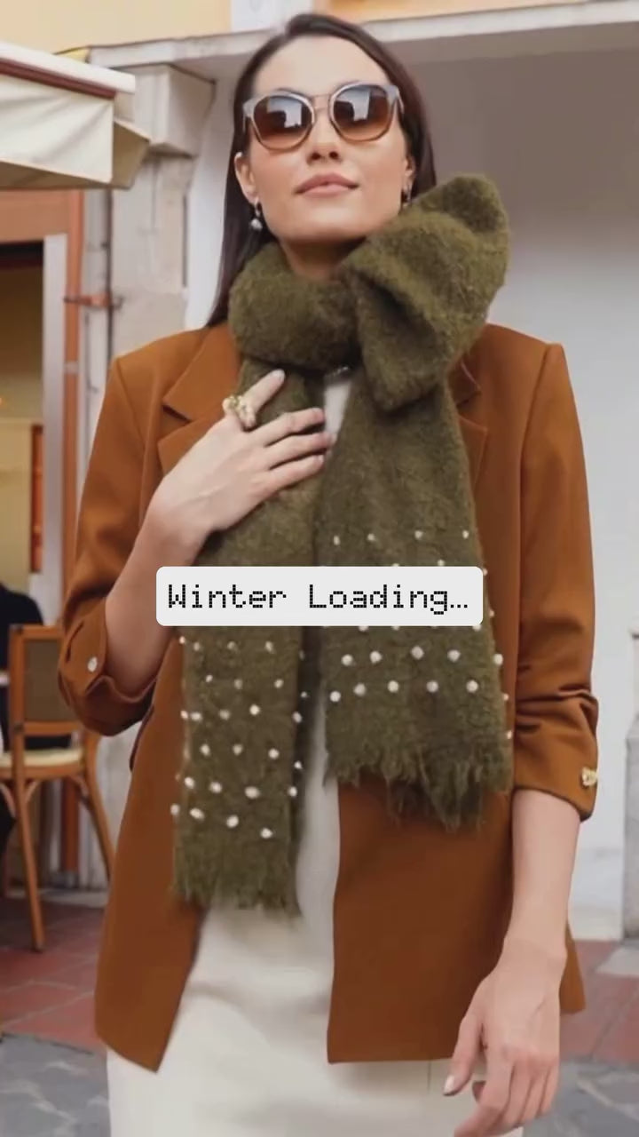 Olive Green Stole with Pearl