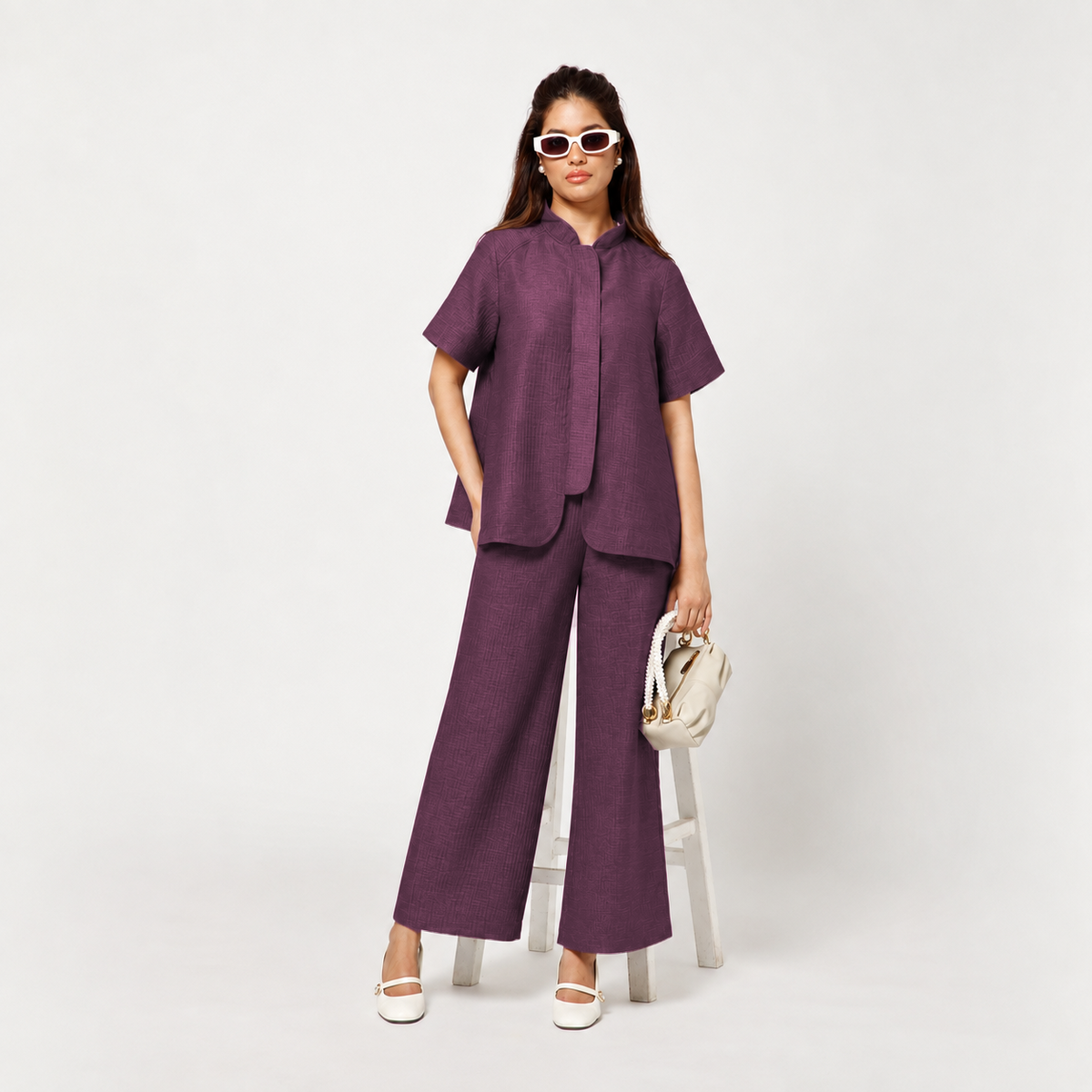 Purple Texured Palazzo