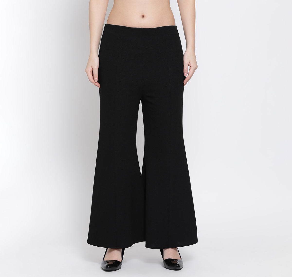 Black Lycra Plazzo with Flare for Women
