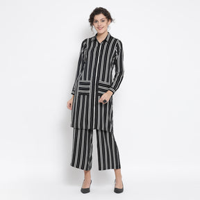 Black And White Stripe Dress With Pocket