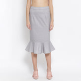 Light Grey Lycra Fish Cut Skirt