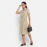Yellow & Brown Stripe Short Dress