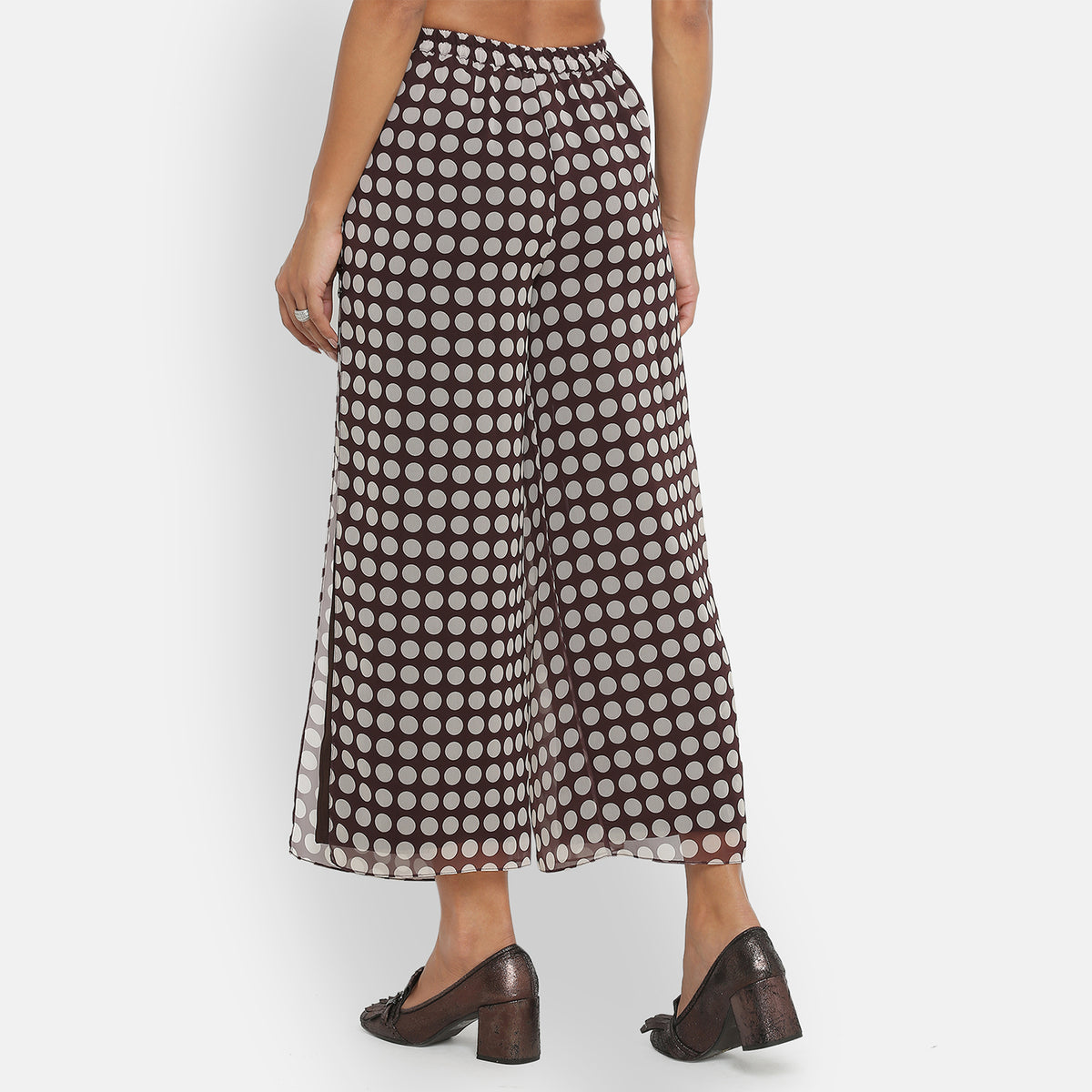 Brown polka dot bias skirt