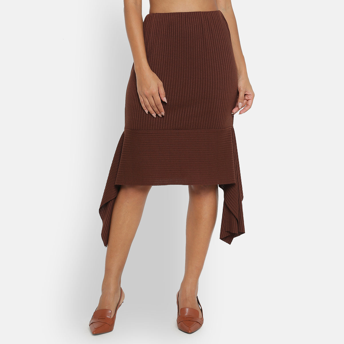 Brown Ribbed Skirt
