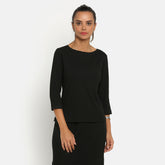 Black ribbed top with sleeves