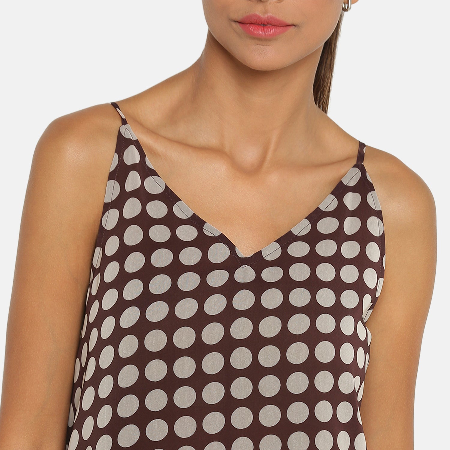 Brown Polka Dot Spaghetti Top