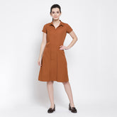 Rust Dress With Flap At Waist