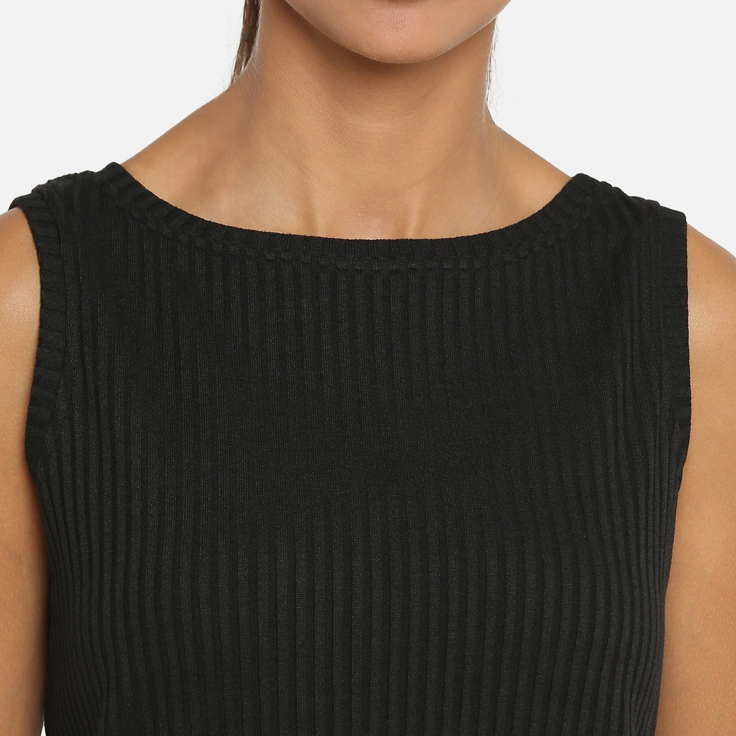 Black Ribbed Sleeveless Top