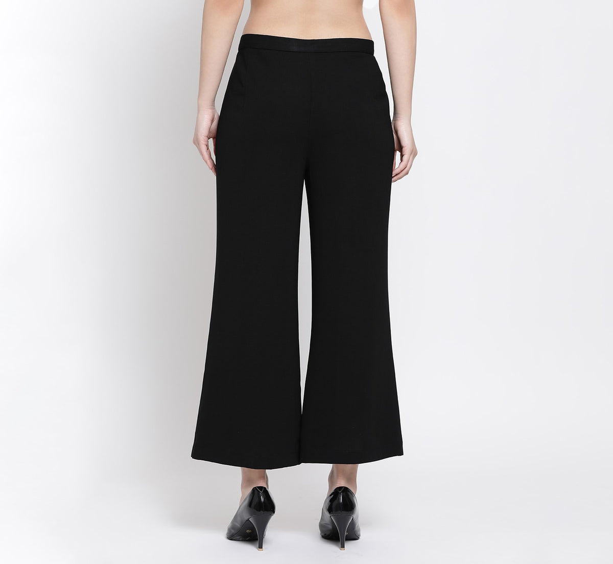 Black Flap Palazzo for Women-3