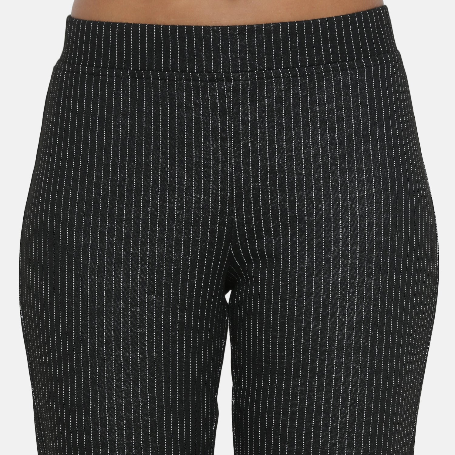 Black Knit Pant With Lines