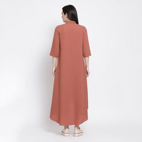 Rosewood Double Layer Asymmetrical Long Dress