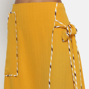 Yellow Asymmetrical Skirt With Contrast Piping