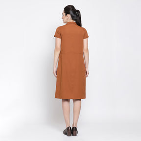 Rust Dress With Flap At Waist
