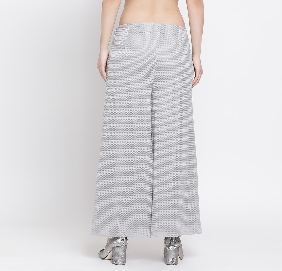 Grey Square Lycra Plazzo for Women-3