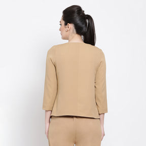 Beige jacket with asymmetrical bottom