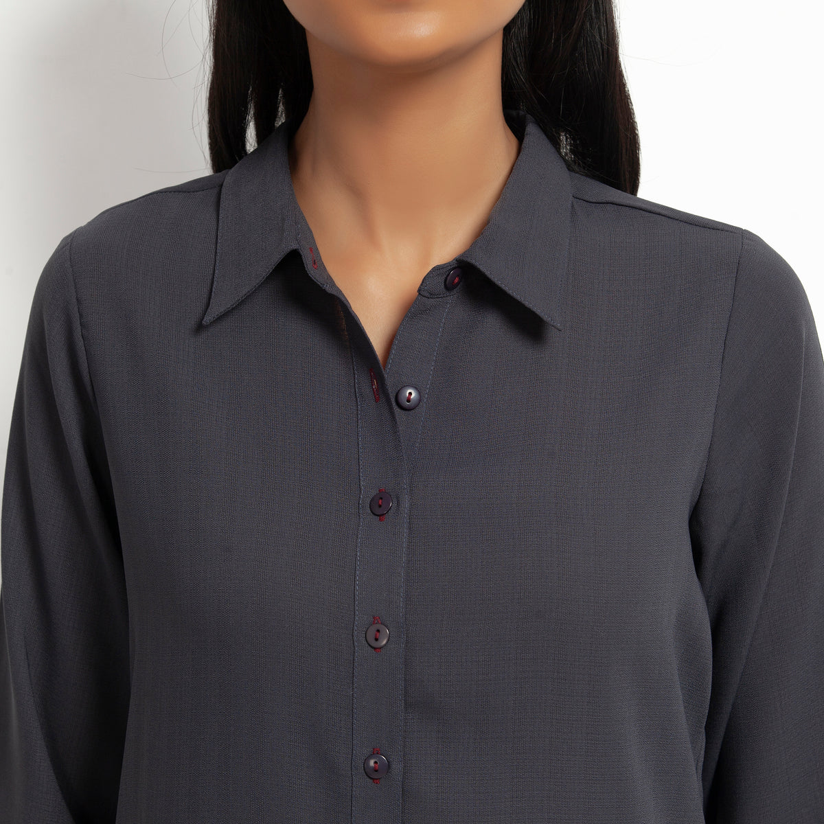 Dark Grey Straight Tunic Jacket for Women-4