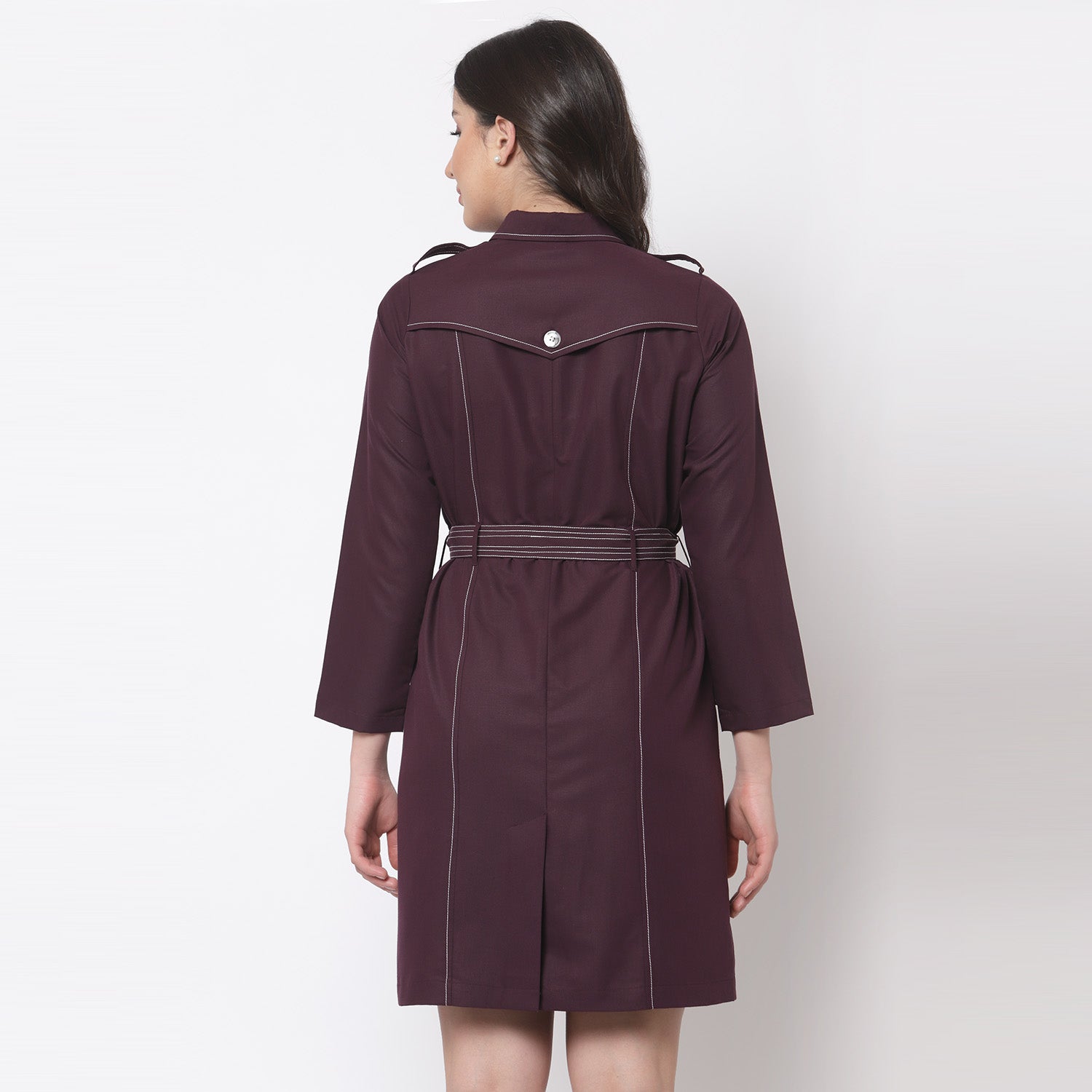 Purple Trench Coat With Belt