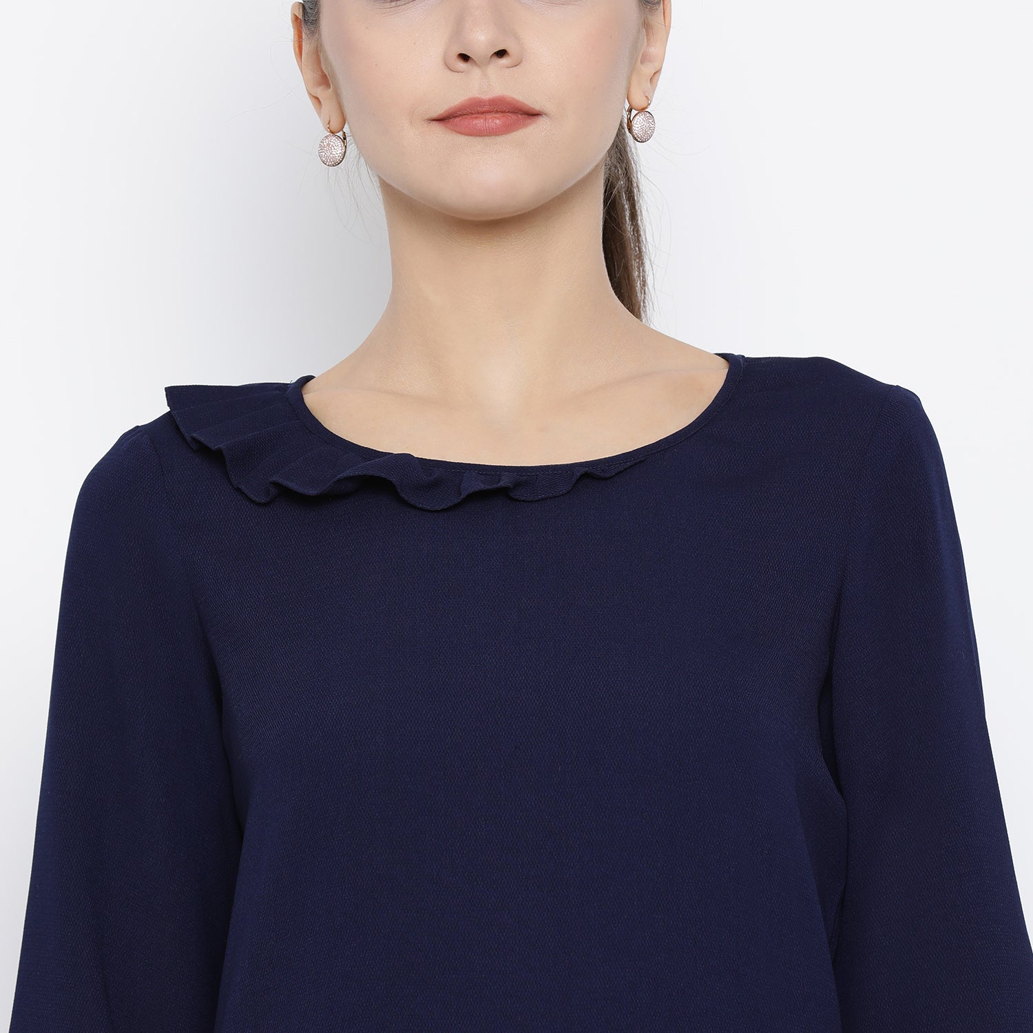 Blue Top With Frill Collar