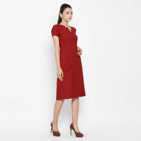 Red Silk Linen Tunic With Side Pocket