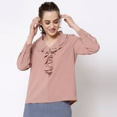 Peach top with frill collar