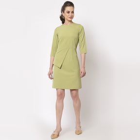 Olive dart dress with flap