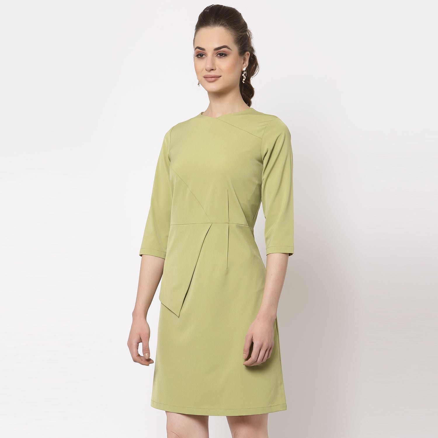Olive Dart Dress With Flap