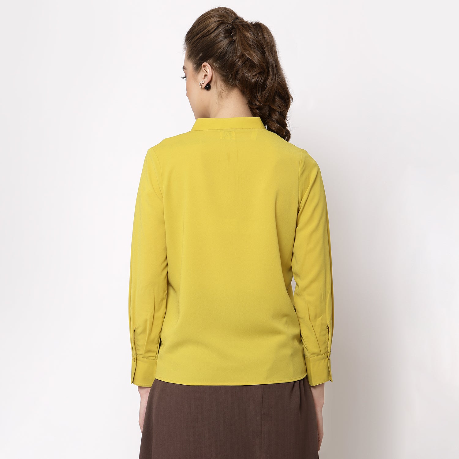 Yellow Top With Frill Collar