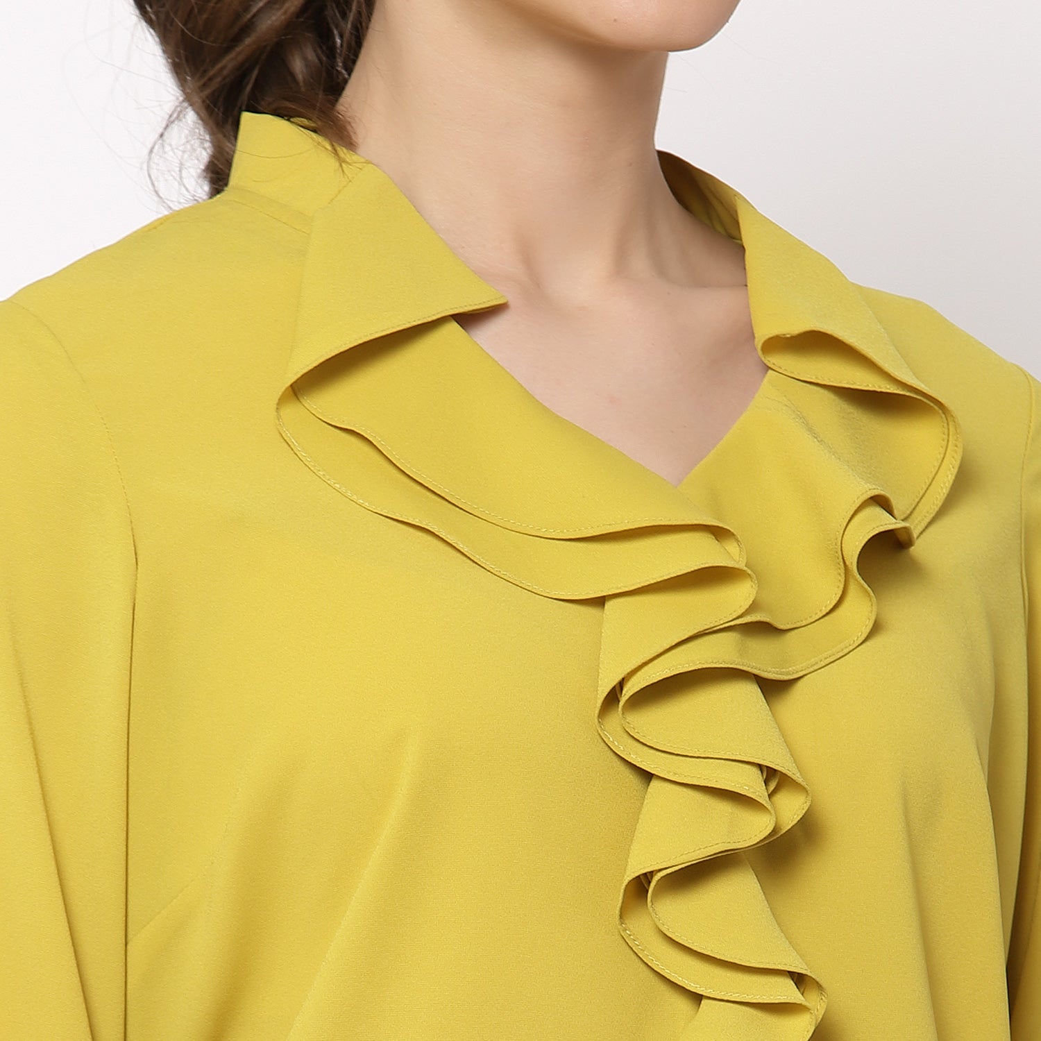 Yellow Top With Frill Collar