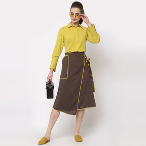 Yellow shirt with overlap cuff