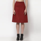 Red skirt with grey top stitch