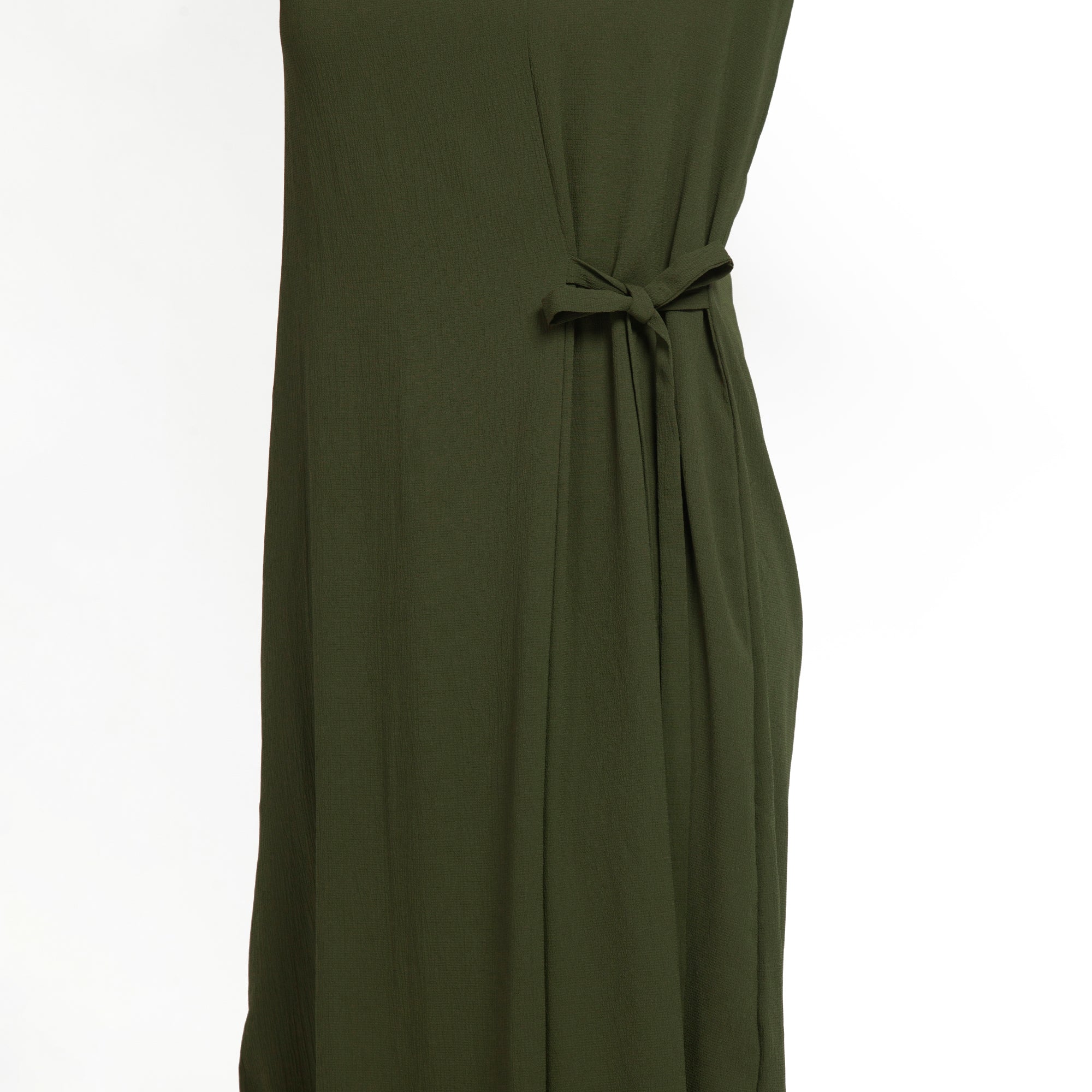 Green Crepe Tunic With Tie Knot
