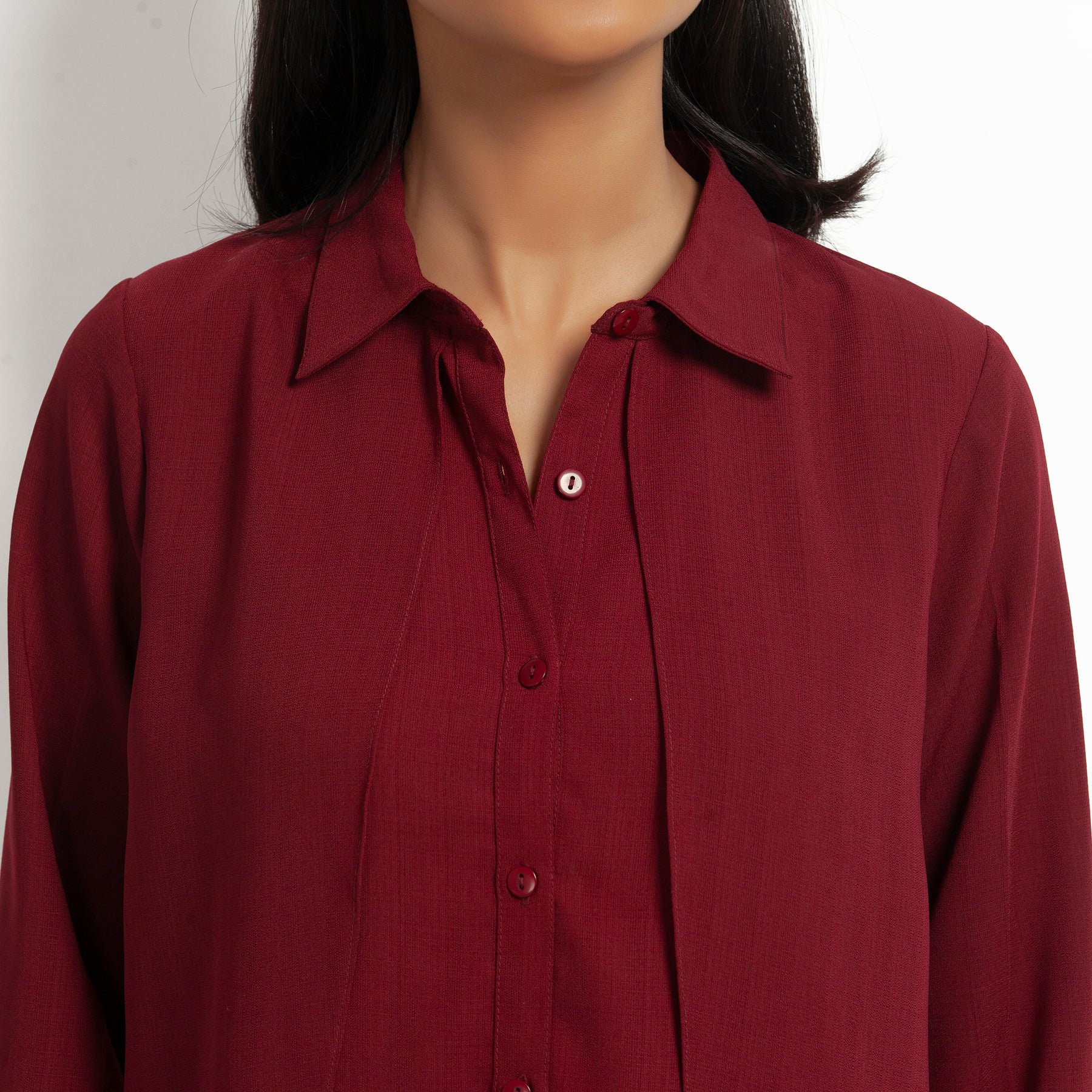 Maroon Double Layer Asymmetrical Top